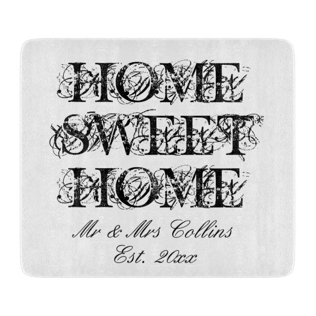 Home Sweet Home personalized glass cutting board (Front)