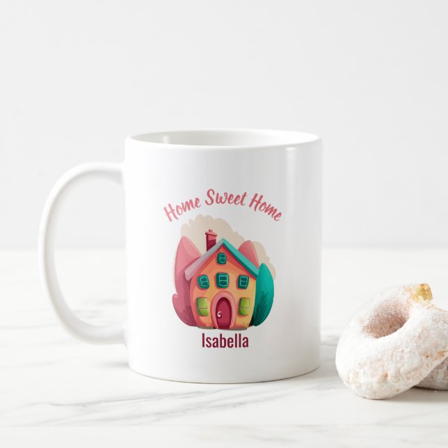 "Home Sweet Home" Personalized New Home Owners Coffee Mug (With Donut)