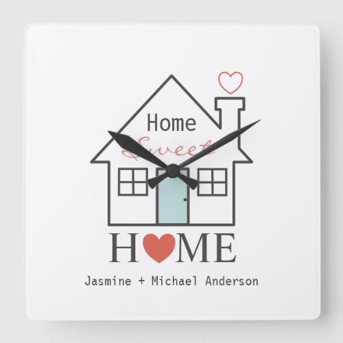 Home Sweet Home personalized Square Wall Clock