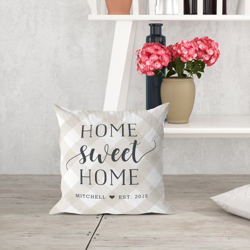 Home Sweet Home Personalized Throw Pillow