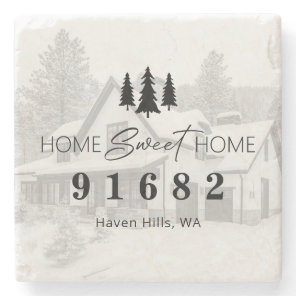 Home Sweet Home Photo Zip Code Stone Coaster