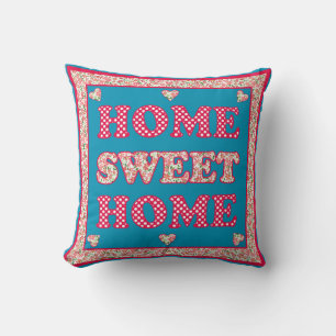 Home Sweet Home Pillow, Red and Blue Mix'n'Match Throw Pillow