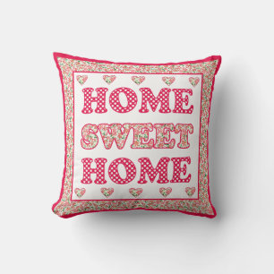 Home Sweet Home Pillow, Red and White Mix'n'Match Throw Pillow