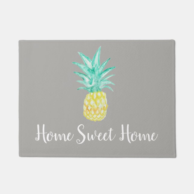 Home Sweet Home Pineapple Tropical Floor Mat (Front)