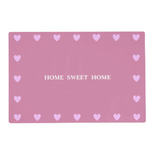 Home Sweet Home & Pink Hearts on Rose Gold Placemat