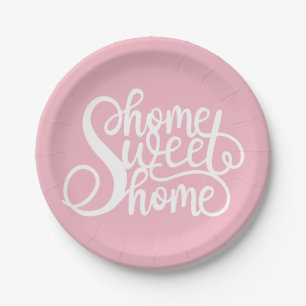 Home sweet home pink paper plates