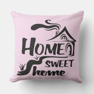 Home sweet home Pink Throw Pillow 16" x 16"