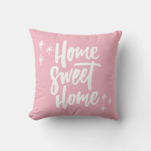 Home Sweet Home Pink With White Lettering Throw Pillow