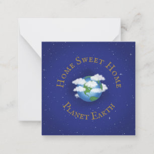 "Home Sweet Home Planet Earth" Whimsical Astronomy Note Card