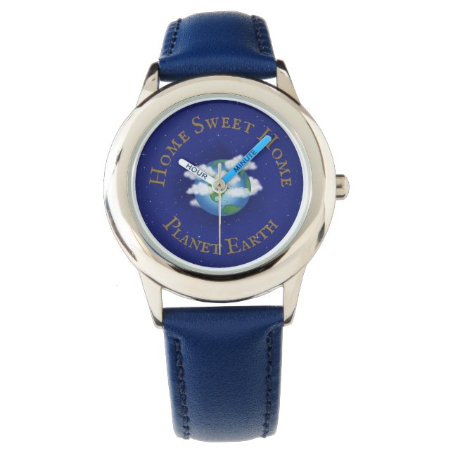 "Home Sweet Home Planet Earth" Whimsical Astronomy Watch (Front)