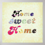 Home, Sweet Home vintage flowers poster | Zazzle