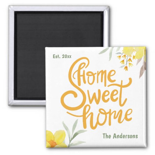 Home Sweet Home Pretty Yellow Flowers Personalized Magnet