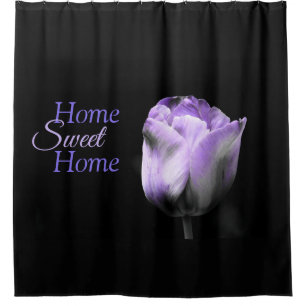 Home Sweet Home Purple Gray Black Tulip Shower Curtain