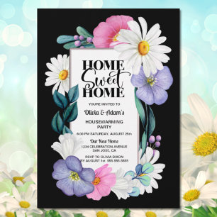 Home Sweet Home Purple Pink Floral Housewarming Invitation