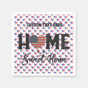 Home Sweet Home Quote American Flag Heart USA Napkins