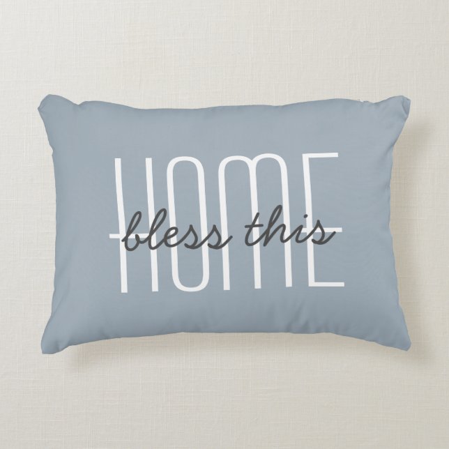 Home Sweet Home Quote Blue Customize Decorative Accent Pillow (Front)