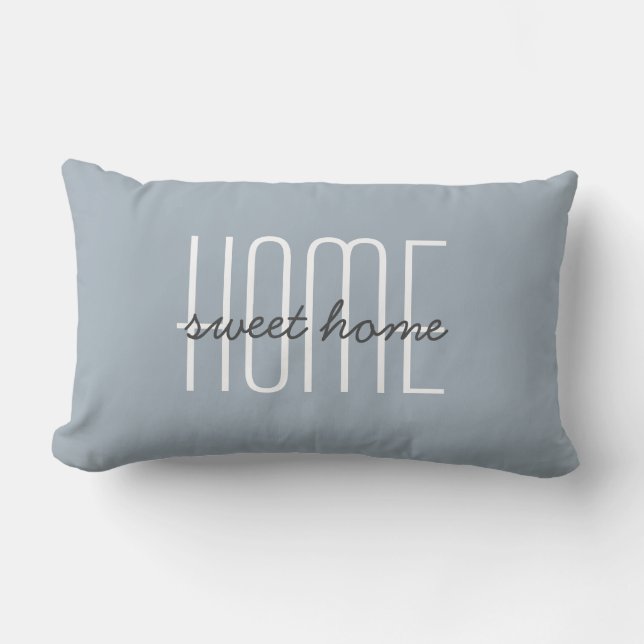 Home Sweet Home Quote Blue Customize Decorative Lumbar Pillow (Front)