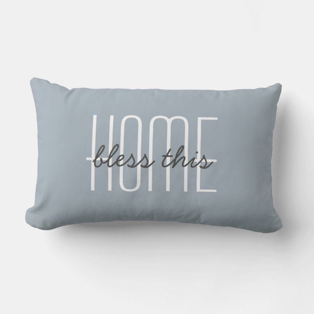 Home Sweet Home Quote Blue Customize Decorative Lumbar Pillow (Front)