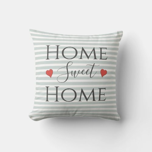 Home Sweet Home Quote Cute Green White Family Chic Throw Pillow