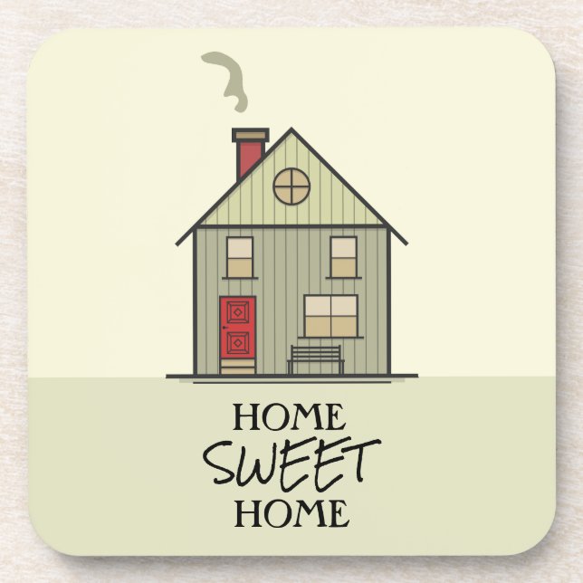 Home Sweet Home Quote Cute House Beverage Coaster (Front)