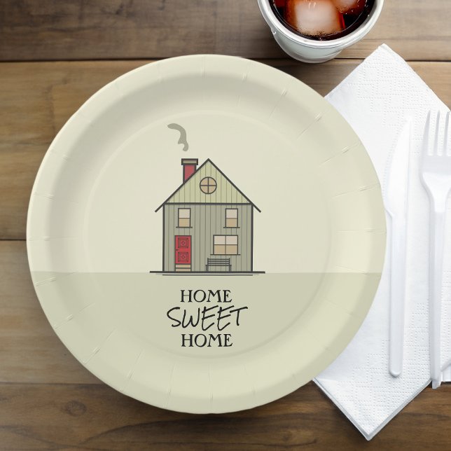 Home Sweet Home Quote Cute Housewarming House Paper Plates (Home Sweet Home Quote Cute Housewarming House Paper Plates)