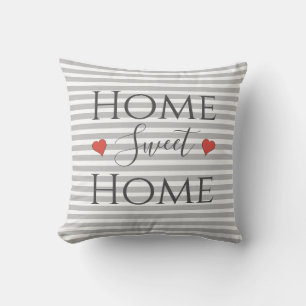 Home Sweet Home Quote Cute Rustic Chic Gray Family Throw Pillow