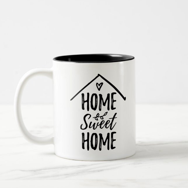 Home Sweet Home Quote New Home Living Home Decor Two-Tone Coffee Mug (Left)