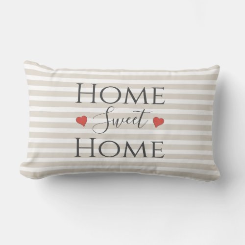 Home Sweet Home Quote Stylish Tan Decorative Lumbar Pillow