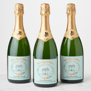 Home Sweet Home Real Estate Cheers Congratulations Sparkling Wine Label