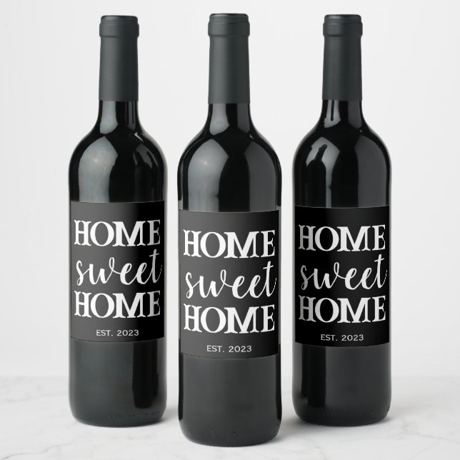 Home Sweet Home Real Estate New Homeowner Wine Label (Bottles)