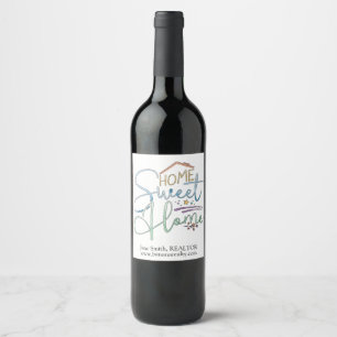 Home Sweet Home Realtor Closing Gift Wine Bottle Label
