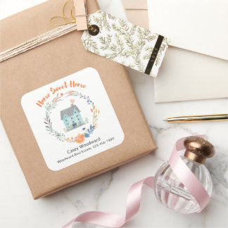 Home Sweet Home Realtor Personalized Name Elegant Square Sticker