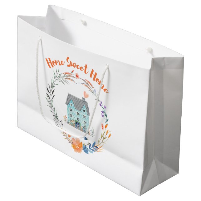 Home Sweet Home Realtor Promotional Budget Custom  Large Gift Bag (Front Angled)
