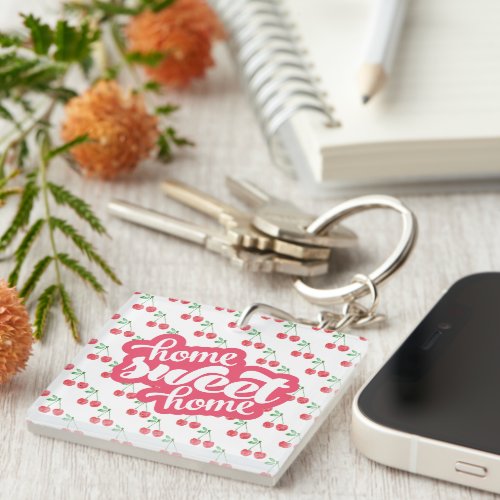 Home Sweet Home Red Cherry Pattern Acrylic Keychain