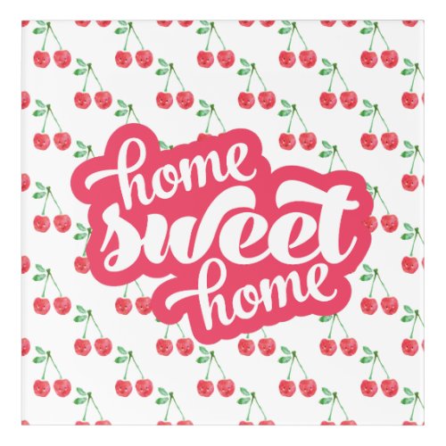 Home Sweet Home Red Cherry Pattern Acrylic Print
