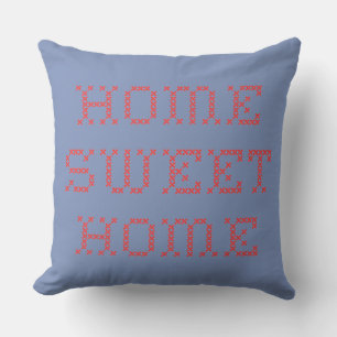 Home Sweet Home Red Cross Stitch Outdoor Pillow