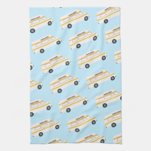 HOME SWEET HOME Retro Campervan Motorhome RV blue Kitchen Towel