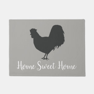 Home Sweet Home Rooster Gray Floor Mat
