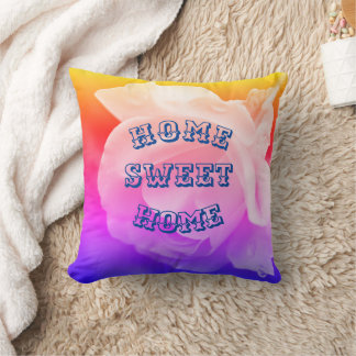 Home Sweet Home Rose Flower Throw Pillow