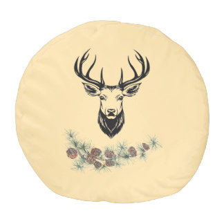 Home sweet home: round stools with deer & caps pouf