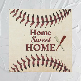 Home Sweet Home Rustic Baseball Strings Faux Canvas Print