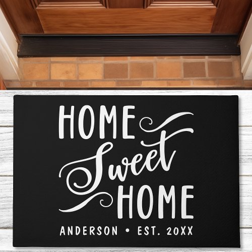 Home Sweet Home Rustic Black Elegant Family Doormat