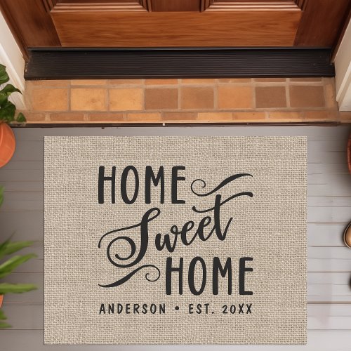 Home Sweet Home Rustic Burlap Country Family Doormat