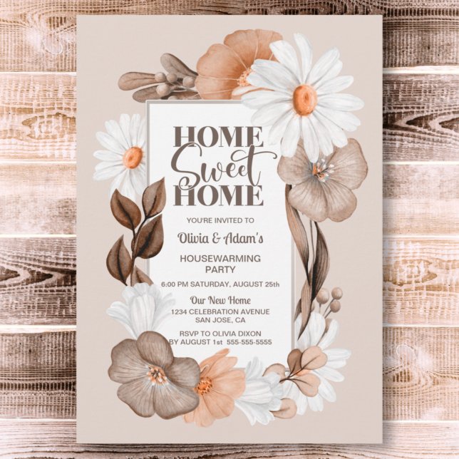 Home Sweet Home Rustic Fall Floral Housewarming Invitation (Creator Uploaded)