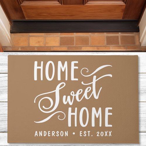 Home Sweet Home Rustic Modern Brown Family Doormat