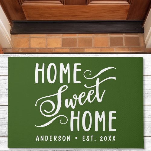 Home Sweet Home Rustic Modern Green Family Doormat