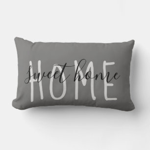 Home Sweet Home Rustic Modern Grey Lumbar Pillow