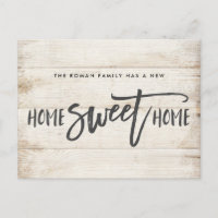 Home Sweet Home Rustic Wood Moving Announcement