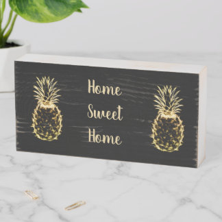 Home Sweet Home Scribble Pineapple Wood Box Sign