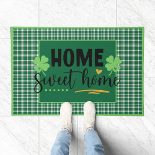 Home Sweet Home Shamrock Plaid Sign Design Doormat